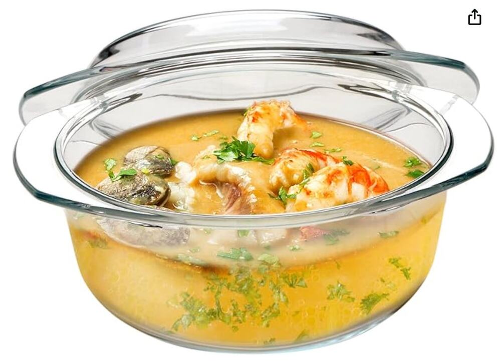 Small Round Glass Casserole Dish with lid- Microwave and Oven Safe